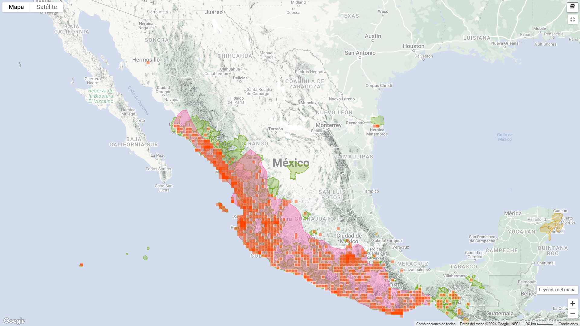 Distribución de Ctenosaura pectinata