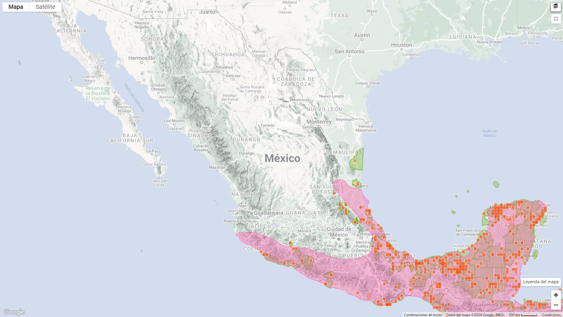 Distribución de Tamandua mexicana